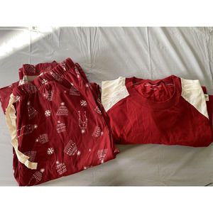 NWT Burt's Bees Mens Christmas Holiday Pajama Set Cranberry Red Size Large